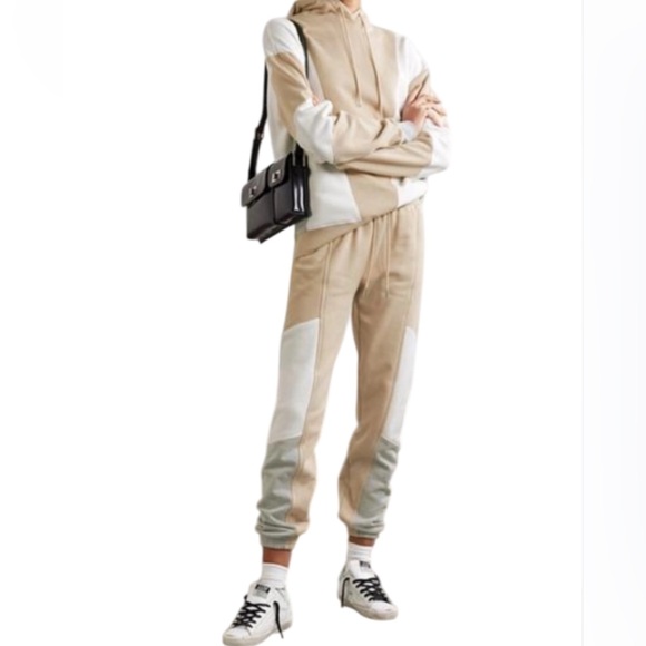 NINETY PERCENT NWT Color-block Organic Cotton Hoodie/Joggers Set Beige - XS